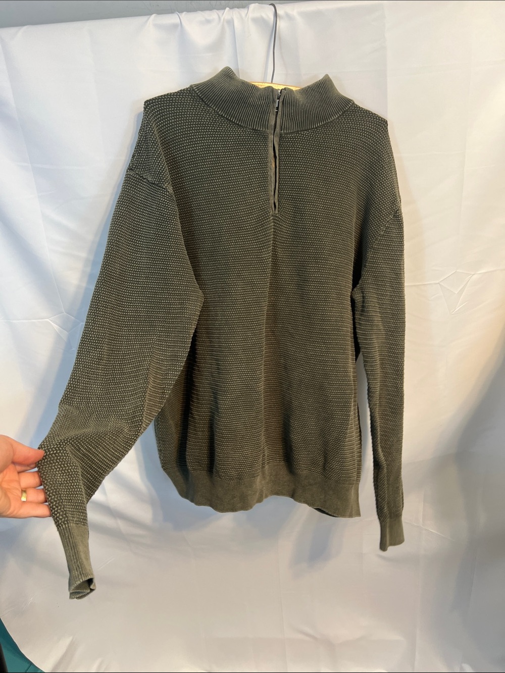 Men's Olive Half-Zip Knit Sweater